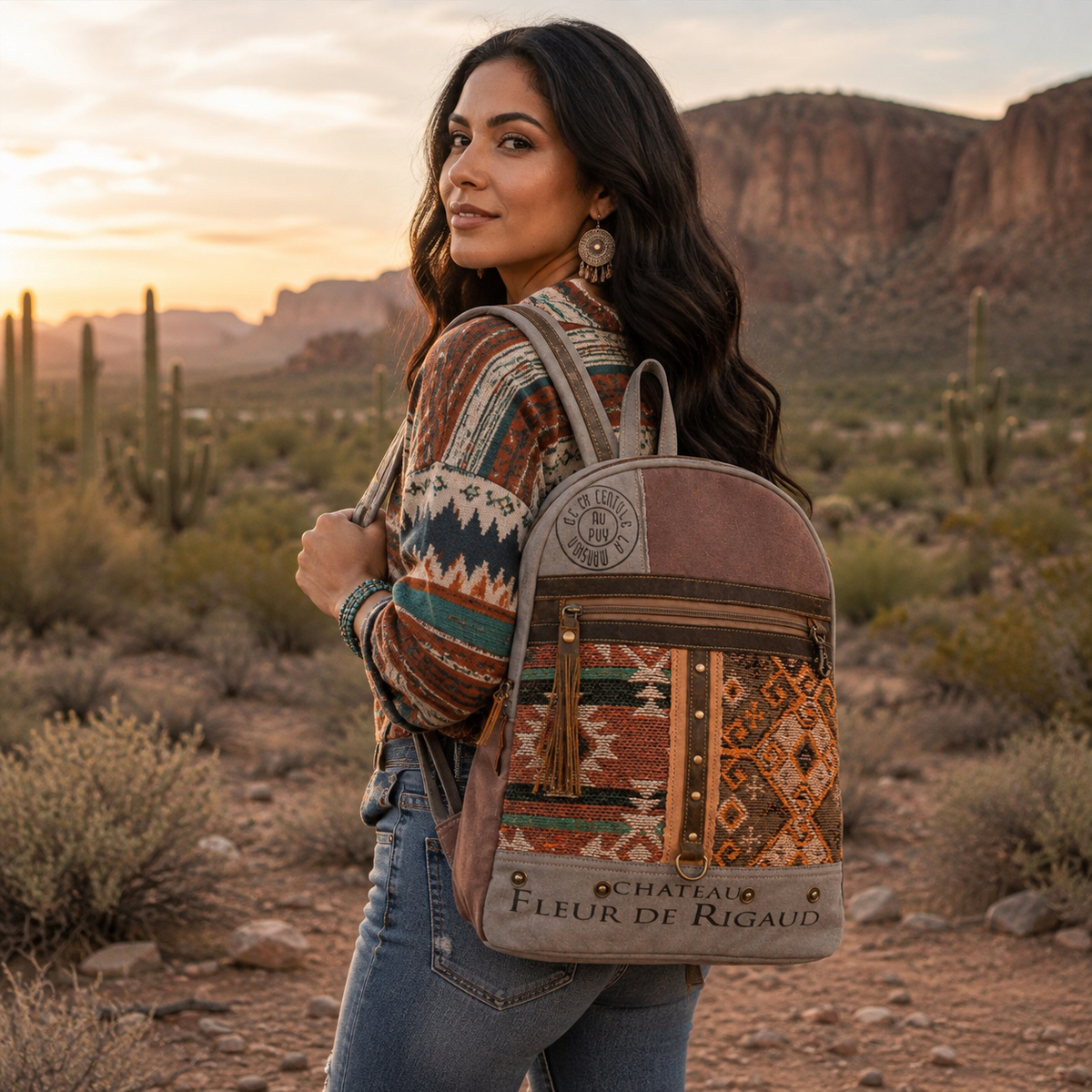 Myra Bag New w Tags Package Backpack Rigaud Rail Rug Canvas Southwest tribal