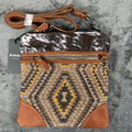 Myra Bag NEW Stone  crossbody Hair Hide Leather Canvas Woven Boho Western