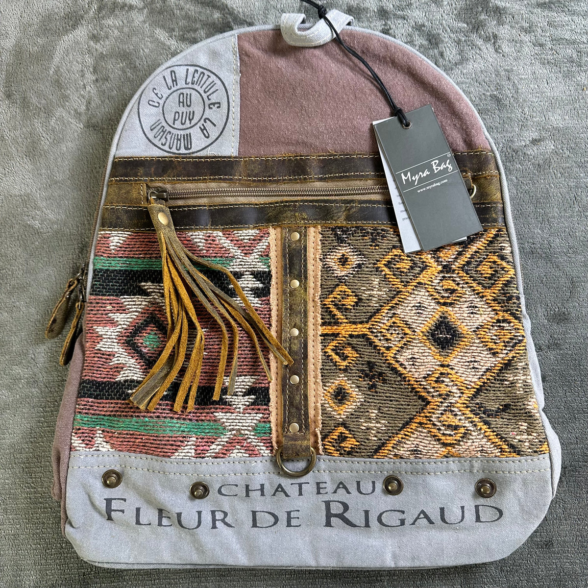 Myra Bag New w Tags Package Backpack Rigaud Rail Rug Canvas Southwest tribal